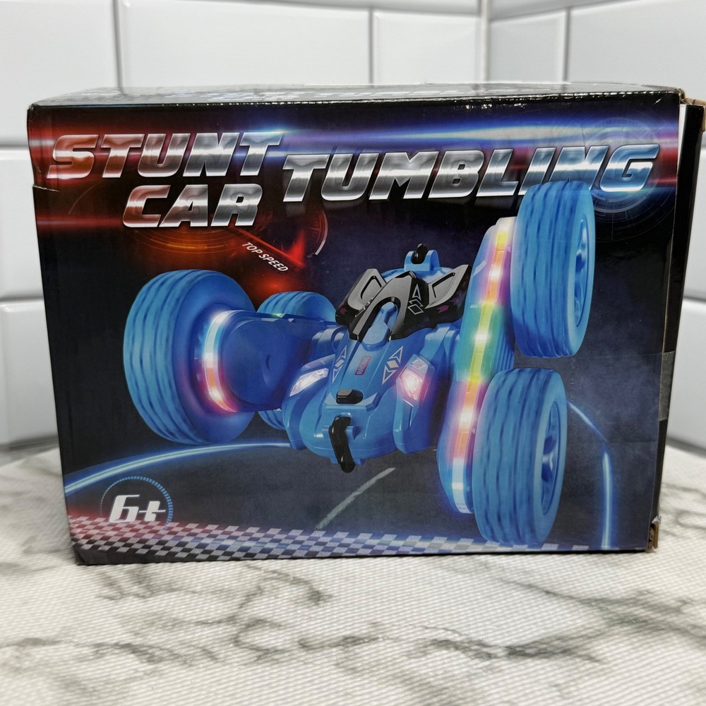 Terucle Stunt Tumbling RC Car 4WD 360 Flips LED Lights Blue Remote Control Toy